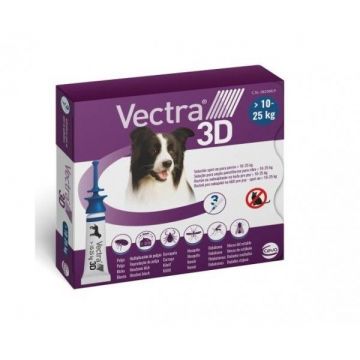 VECTRA 3D 10-25 kg/ 3 pipete la reducere