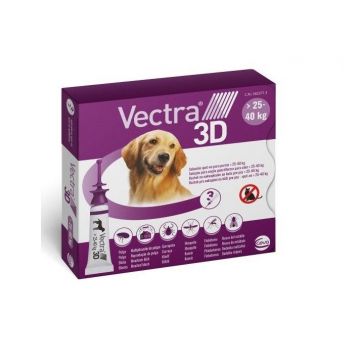VECTRA 3D 25-40 kg/ 3 pipete la reducere
