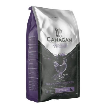 Canagan Cat Grain Free, Light Senior Sterilised, Pui, 375 g de firma originala