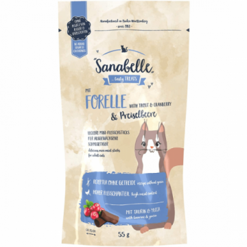 Recompense pisici, Sanabelle Snack cu pastrav si merisor, 55 g de firma originala