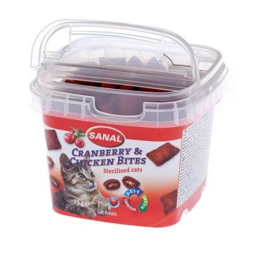 Sanal Cat Cranberry & Chicken Bites Cup 75 gr de firma original