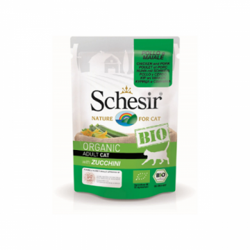 Schesir Bio For Cat, Pui, Porc şi Zucchini, plic 85 g