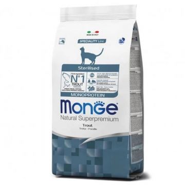 Monge Cat Natural Monoprotein, Sterilised, pastrav, 1.5 kg