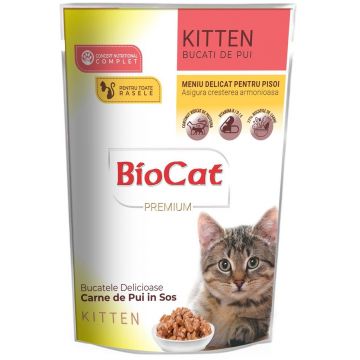 Bio Cat Plic Kitten Pui In Sos, 85 g ieftina