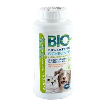 Pudra Antiparazitara Caini/ Pisici Pess Bio cu Ulei de Geranium, 100 g ieftin
