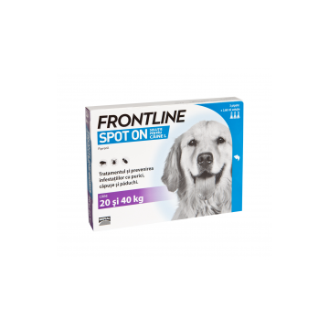 Frontline Spot On L (20-40 kg) - 3 Pipete Antiparazitare Fipronil la reducere