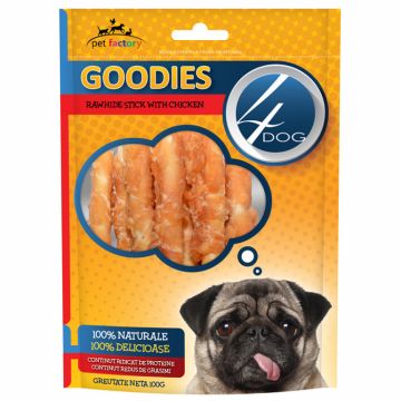 Recompense 4DOG Goodies Rawhide Sticks with Chicken 100g
