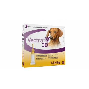 Vectra 3D solutie spot-on pentru caini 1.5-4kg, 3 pipete la reducere