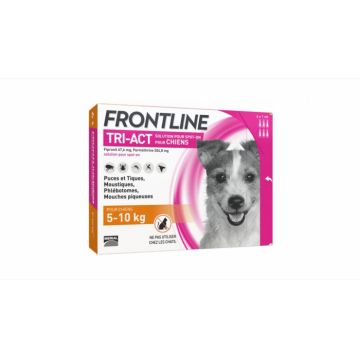 Frontline Tri-act S spot on pentru caini 5-10 kg - 3 pipete antiparazitare la reducere