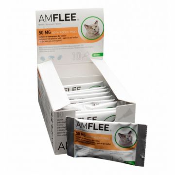AMFLEE 50 mg solutie spot-on pentru pisici 1 pipeta (0,50 ml) la reducere