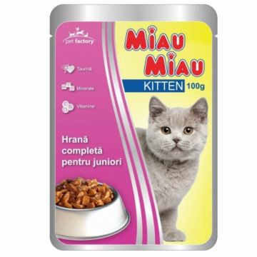 Hrana umeda pisici junior, Miau Miau, Kitten, 100g ieftina