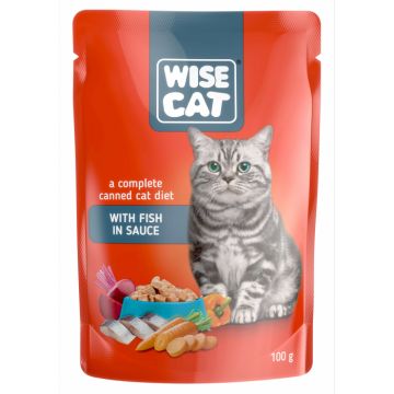 Wise cat, hrana umeda pentru pisici cu peste in sos - 100 g ieftina