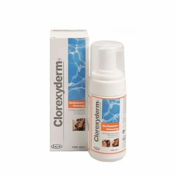 Clorexyderm 4%, spuma antiseptica pentru caini si pisici, flacon x 100 ml