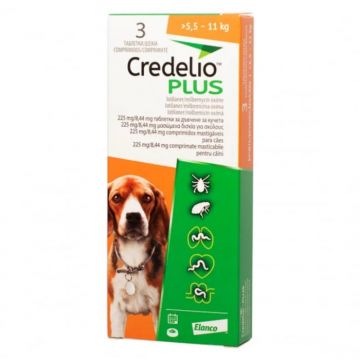 Credelio Plus 225 mg caini (5.5 - 11 kg) - 3 tablete la reducere