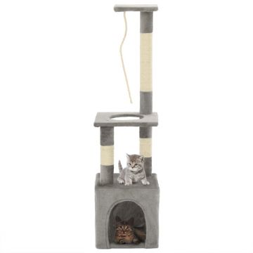 Ansamblu pentru pisici cu stâlpi din funie de sisal 109 cm gri