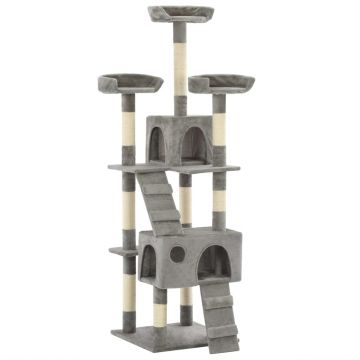 Ansamblu pentru pisici cu stâlpi funie sisal 170 cm gri