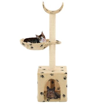 Ansamblu pisici cu funie sisal 105 cm imprimeu lăbuțe bej