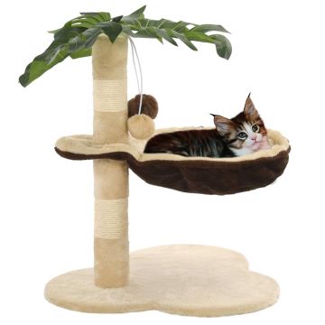Ansamblu pisici cu stâlpi funie sisal 50 cm bej și maro