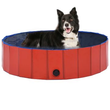 Piscină pentru câini pliabilă roșu 120 x 30 cm PVC