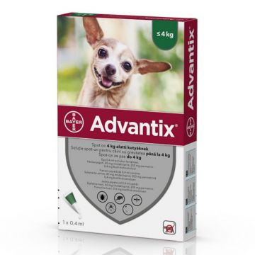 ADVANTIX, deparazitare externă câini, pipetă repelentă ADVANTIX 40, deparazitare externă câini, pipetă repelentă, XS(1.5 - 4kg), 1buc de firma original