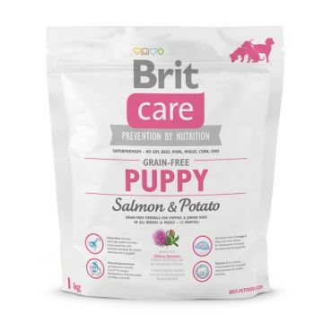 BRIT Care Puppy S-XL, Somon cu Cartofi, hrană uscată fără cereale câini junior, 1kg