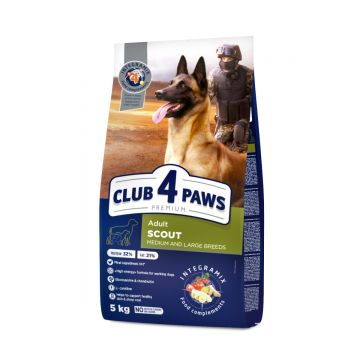CLUB 4 PAWS Premium Scout, M-XL, Pui, hrană uscată câini, activitate intensă CLUB 4 PAWS Premium Scout, XS-XL, Pui, hrană uscată câini, activitate intensă, 5kg