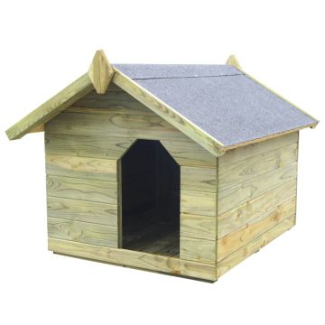 Cușcă câine grădină acoperiș detașabil lemn pin tratat de firma originala