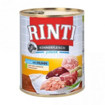 RINTI, XS-XL, Pui, conservă hrană umedă fără cereale câini, (în suc propriu), 800g