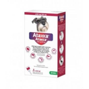 ATAXXA 100, deparazitare externă câini, pipetă repelentă ATAXXA 250, deparazitare externă câini, pipetă repelentă, S-M(10 - 25kg), 3buc