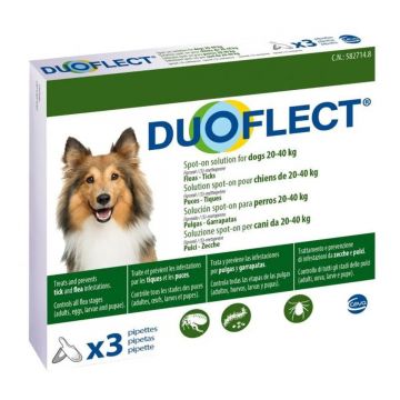 DUOFLECT, spot-on, solutie antiparazitara DUOFLECT, spot-on, soluție antiparazitară, câini 20-40kg, 3 pipete