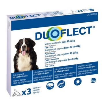 DUOFLECT, spot-on, solutie antiparazitara DUOFLECT, spot-on, soluție antiparazitară, câini 40-60kg, 3 pipete