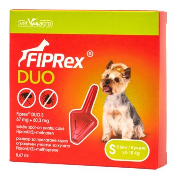 FIPREX Duo, deparazitare externă câini, pipetă repelentă, S(2 - 10kg), 1buc ieftin