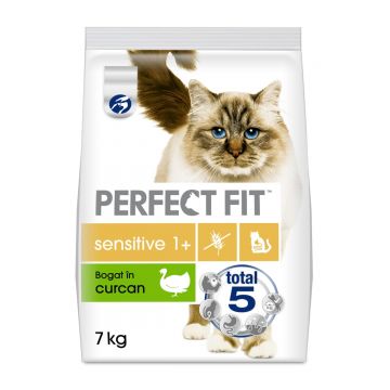 PERFECT FIT Cat Sensitive, Curcan, hrană uscată pisici, sensibilitati digestive, 7kg