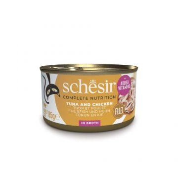 Hrana umeda pisici, Schesir, Ton si Pui in Supa, 85 g