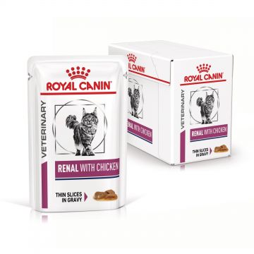 ROYAL CANIN Renal Chicken, dieta veterinara pisici, sistem renal, 12x85 g