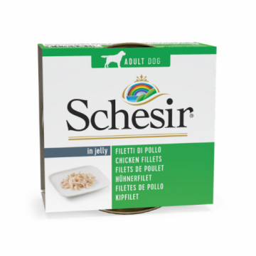 Schesir Dog Chicken Fillets in Jelly, conserva, 150 g