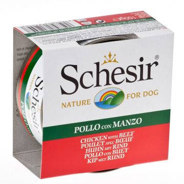 Schesir Dog Chicken with Beef, conserva, 150 g de firma originala