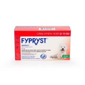 Fypryst Dog S 67mg antiparazitar extern caini talie mica (2 - 10 kg), 3 pipete la reducere