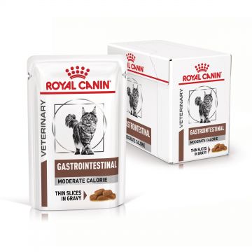 ROYAL CANIN Gastrointestinal Moderate Calorie, dieta veterinara pisici, sistem digestiv, (in sos), 12x85 g
