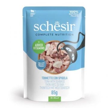 Schesir Cat Tuna with Seabass in Jelly, plic, 85 g