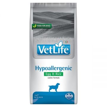 Vet Life Natural Diet Dog Hypoallergenic Egg and Rice, 12 kg