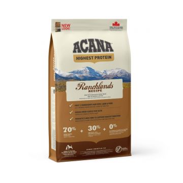 ACANA Highest Protein Ranchlands, hrană uscată fără cereale câini, 11.4kg