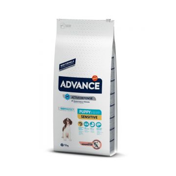 ADVANCE Dog Puppy Sensitive, Somon, hrană uscată câini junior, sensibilități digestive ADVANCE Sensitive Puppy, Somon, hrană uscată câini junior, sistem digestiv, 12kg