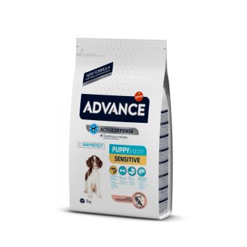 ADVANCE Dog Puppy Sensitive, Somon, hrană uscată câini junior, sensibilități digestive ADVANCE Sensitive Puppy, Somon, hrană uscată câini junior, sistem digestiv, 3kg