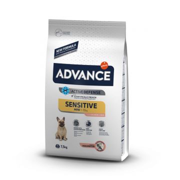 ADVANCE Sensitive Mini, XS-S, Somon, hrană uscată câini, sistem digestiv, 7.5kg