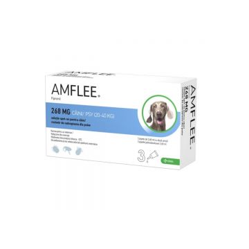 AMFLEE Dog, spot-on, soluție antiparazitară, câini, 3 pipete AMFLEE Dog, spot-on, soluție antiparazitară, câini 20-40 kg, 3 pipete