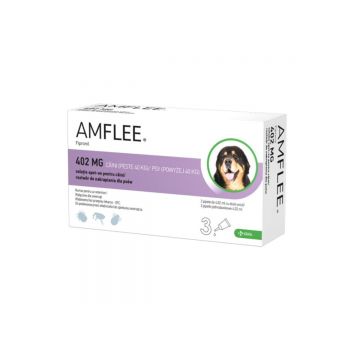 AMFLEE Dog, spot-on, soluție antiparazitară, câini, 3 pipete AMFLEE Dog, spot-on, soluție antiparazitară, câini 40-60 kg, 3 pipete de firma original