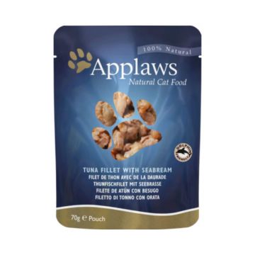 APPLAWS, File Ton și Dorada, plic hrană umedă pisici, (în supă), 70g