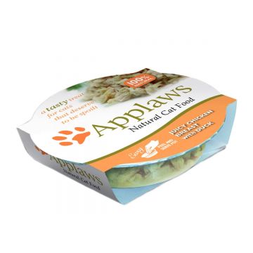 APPLAWS, Piept Pui și Rață, bol hrană umedă pisici, (în supă), 60g