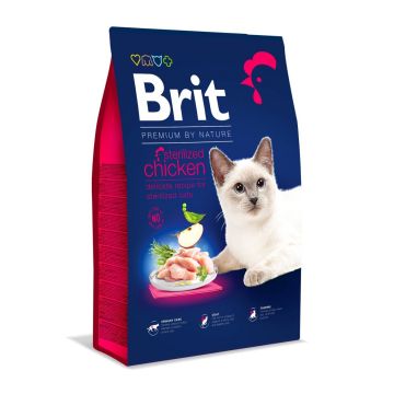 BRIT Premium by Nature Sterilised, Pui, hrană uscată pisici, 8kg